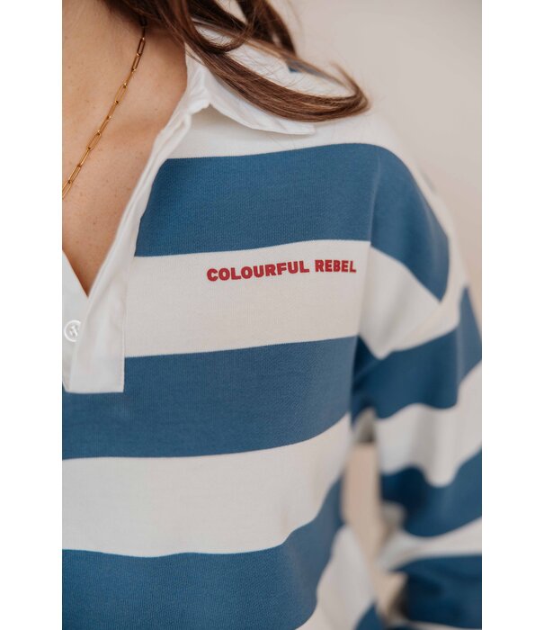 Colourful Rebel Colourful Rebel Skyler striped 33 polo | blauw
