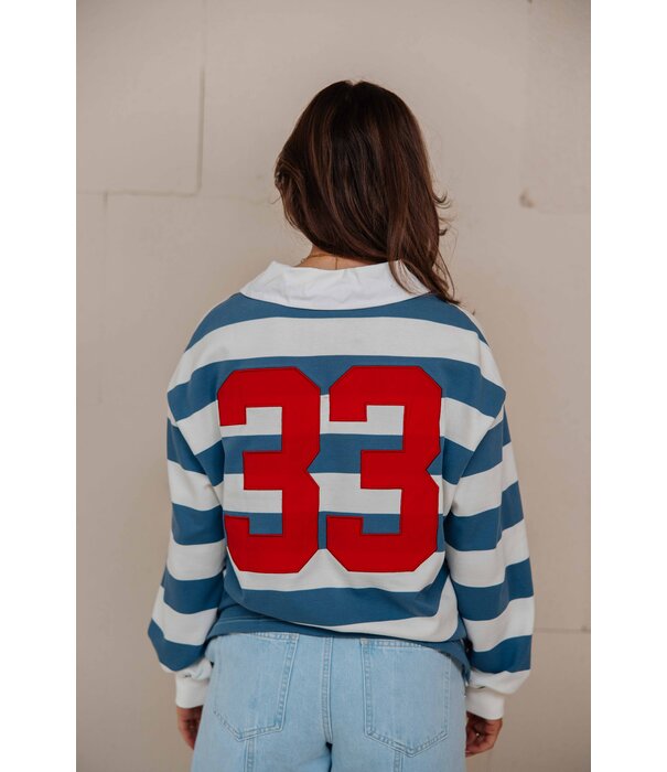 Colourful Rebel Colourful Rebel Skyler striped 33 polo | blauw