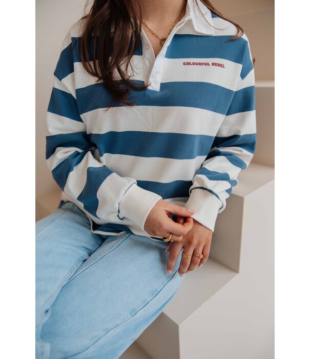 Colourful Rebel Colourful Rebel Skyler striped 33 polo | blauw