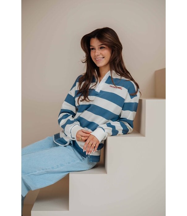 Colourful Rebel Colourful Rebel Skyler striped 33 polo | blauw