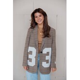 Colourful Rebel Paris check patch blazer | bruin