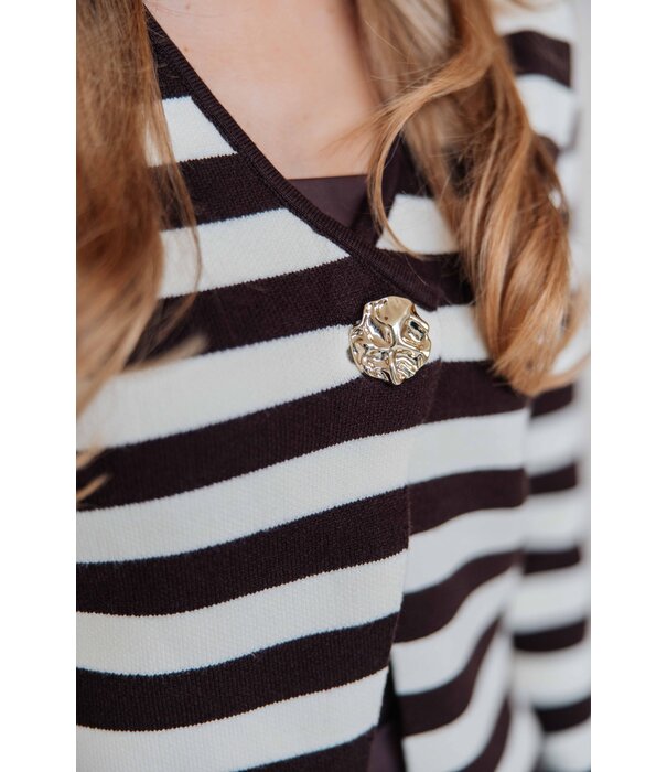 La Rebelle Top gestreept bruin/wit | Helena