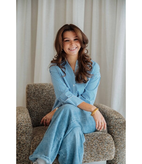 Colourful Rebel Colourful Rebel Talia striped blouse | blauw