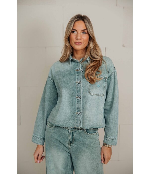 Fluresk Fluresk Vaya blouse | denim green