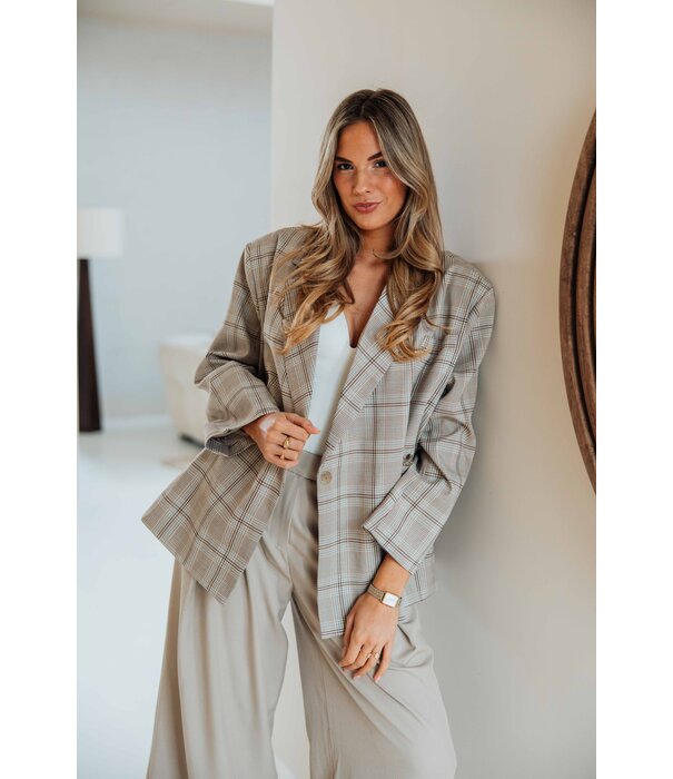 La Rebelle Blazer geruit beige | Jasmijn