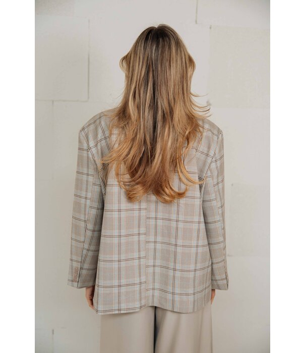 La Rebelle Blazer geruit beige | Jasmijn