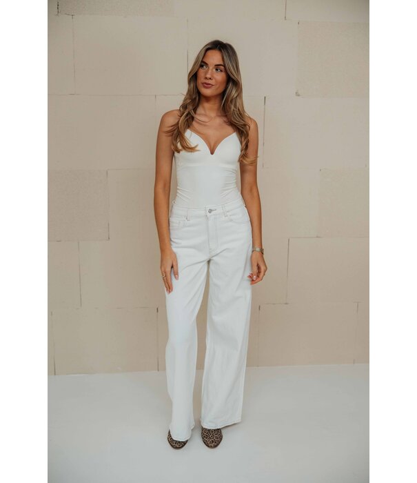 La Rebelle Jeans wide leg beige | Guusje