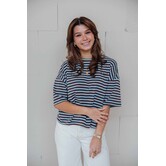 Top gestreept bruin/blauw | Kyra