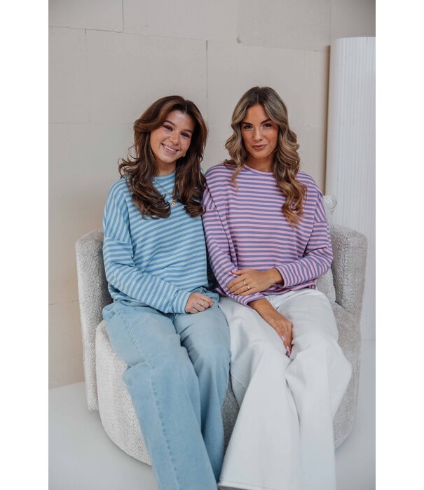 La Rebelle Top gestreept blauw | Kathy