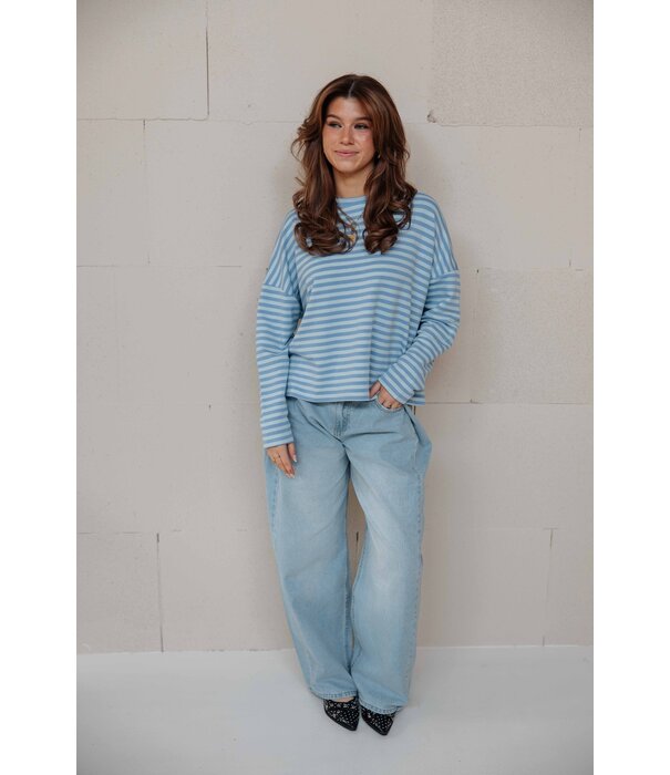 La Rebelle Top gestreept blauw | Kathy