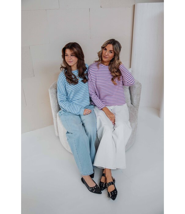 La Rebelle Top gestreept lila/roze | Kathy