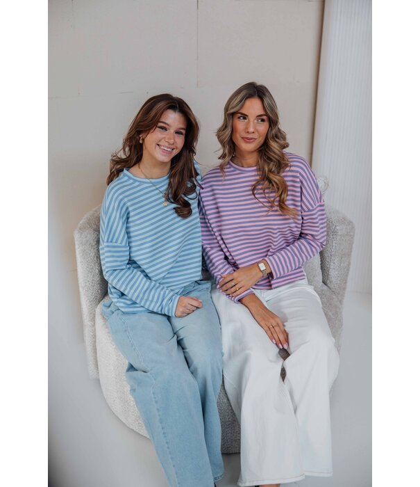 La Rebelle Top gestreept lila/roze | Kathy