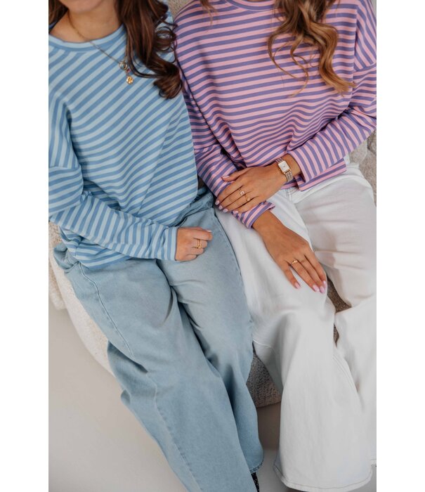 La Rebelle Top gestreept lila/roze | Kathy