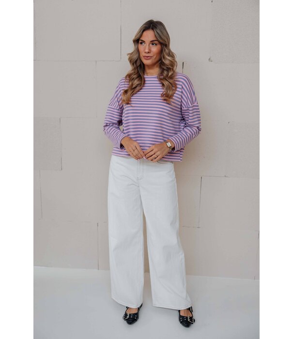 La Rebelle Top gestreept lila/roze | Kathy