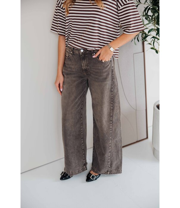 La Rebelle Jeans wide leg grijs | Belle