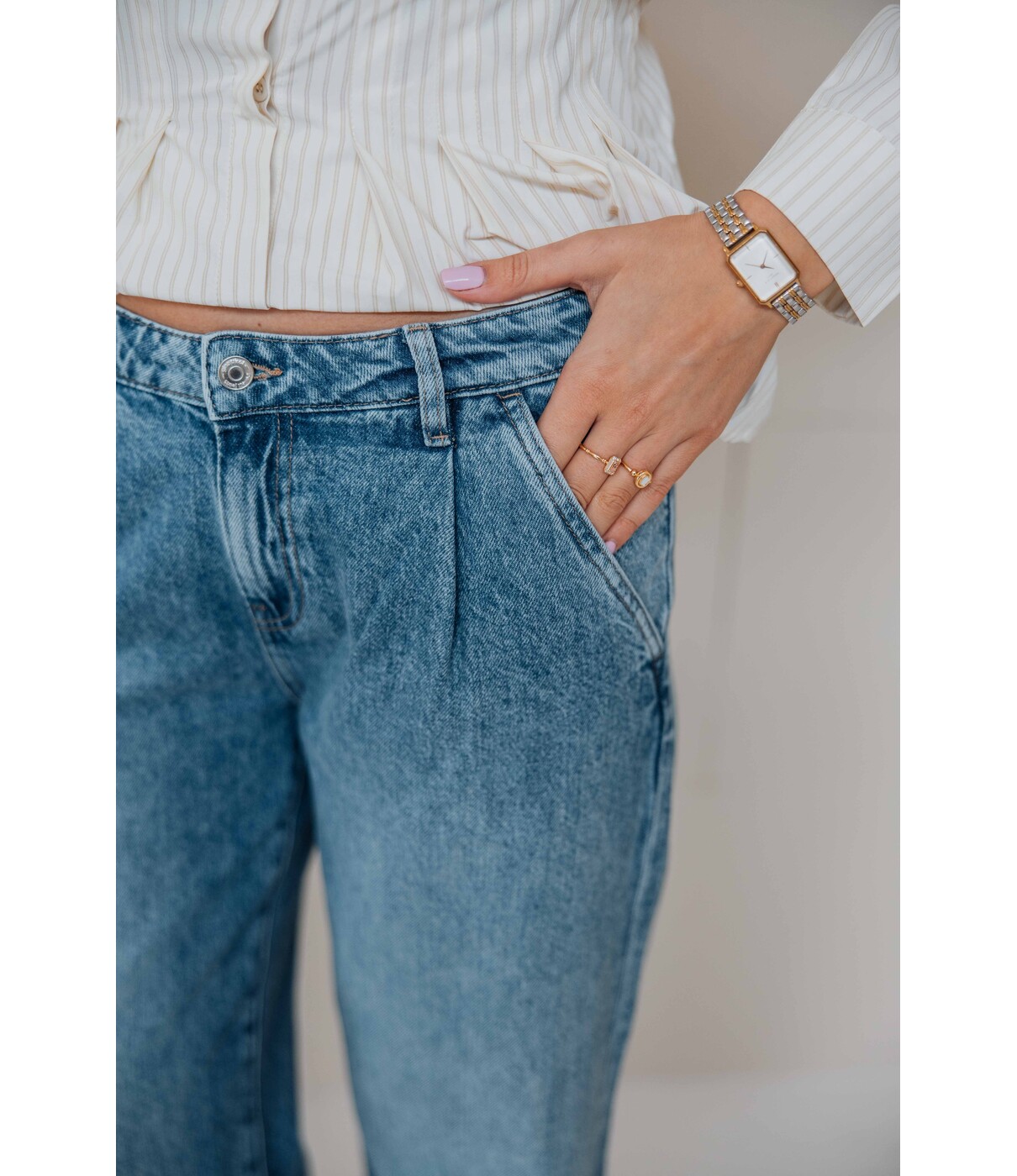 Gina Tricot Gina Tricot Pleated slouchy jeans | blauw