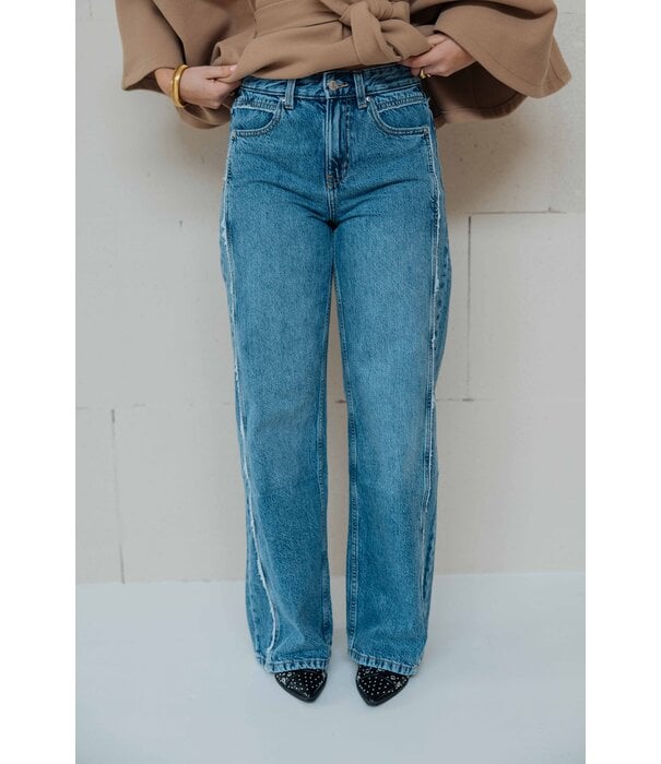 Gina Tricot Gina Tricot Fringe seam jeans | blauw