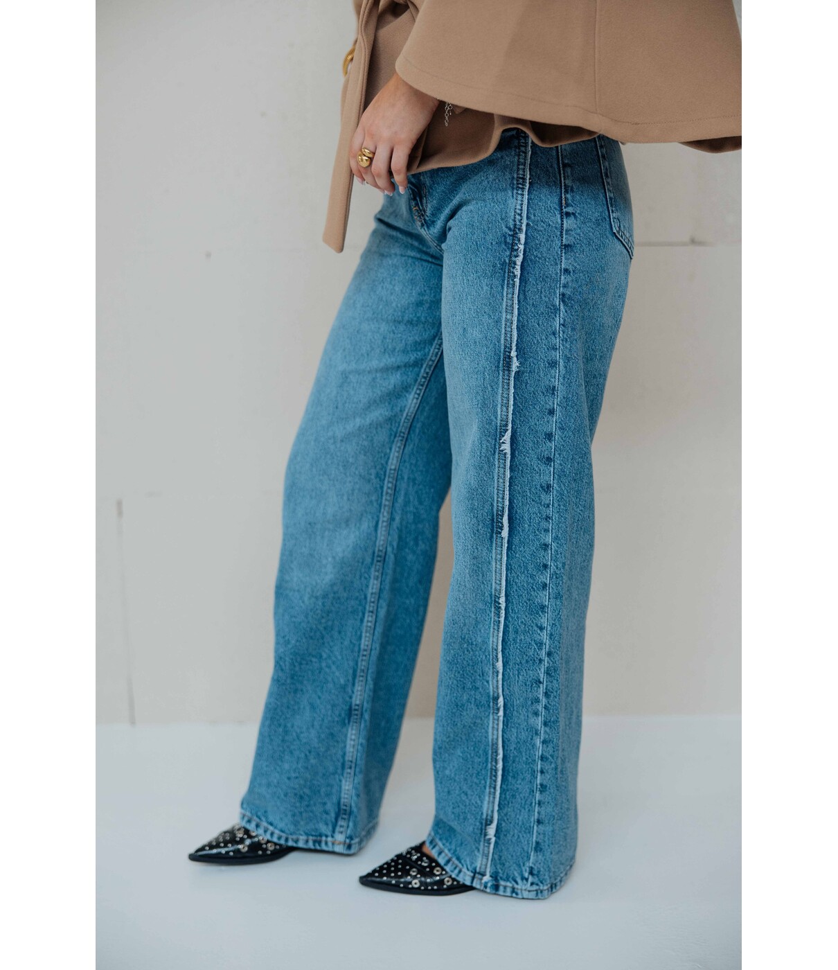 Gina Tricot Gina Tricot Fringe seam jeans | blauw