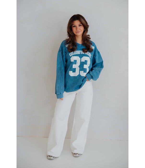 Colourful Rebel Colourful Rebel 33 washed baseball sweat | blue