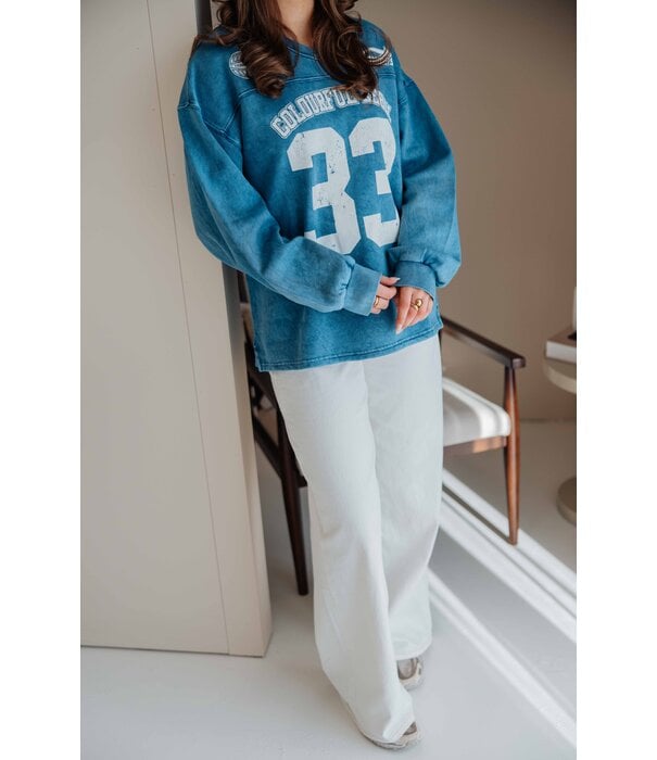 Colourful Rebel Colourful Rebel 33 washed baseball sweat | blue