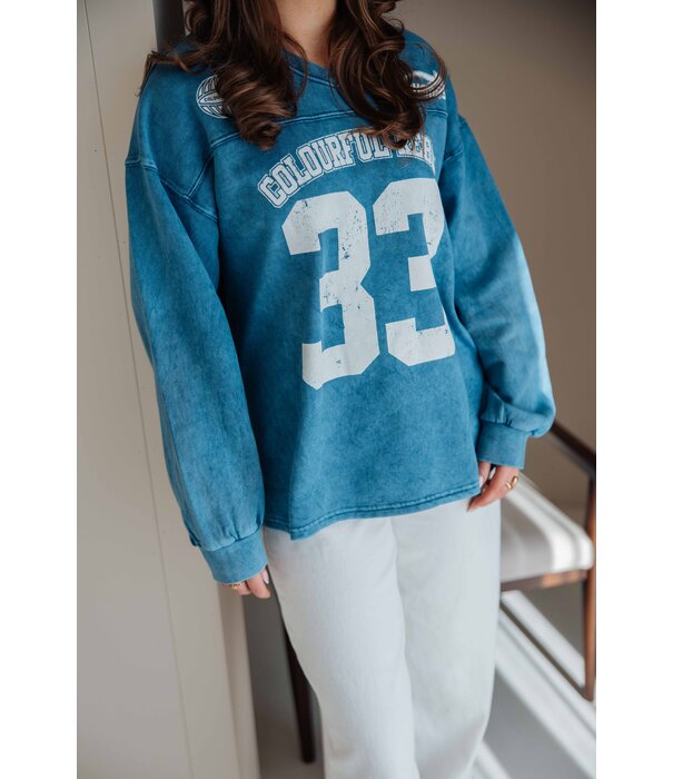 Colourful Rebel Colourful Rebel 33 washed baseball sweat | blue