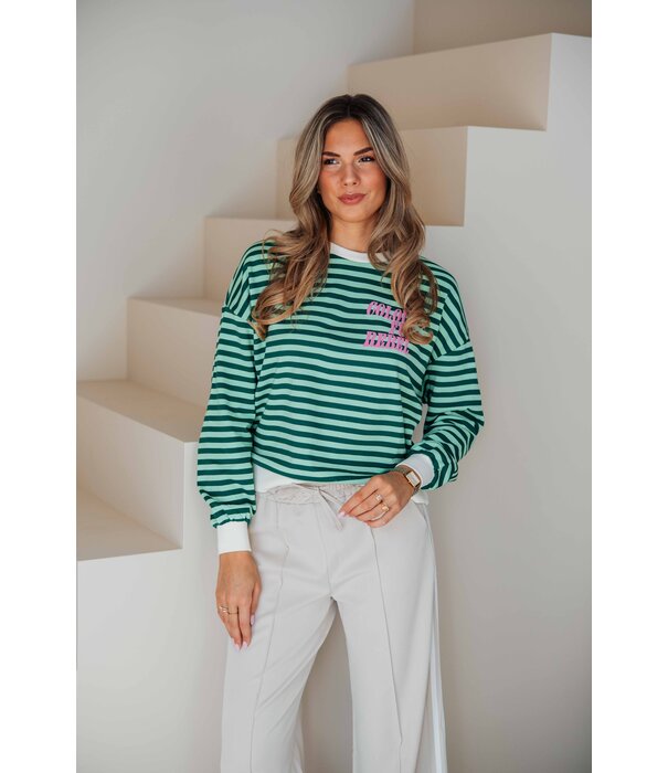 Colourful Rebel Colourful Rebel Contrast cuﬀ sweat | green