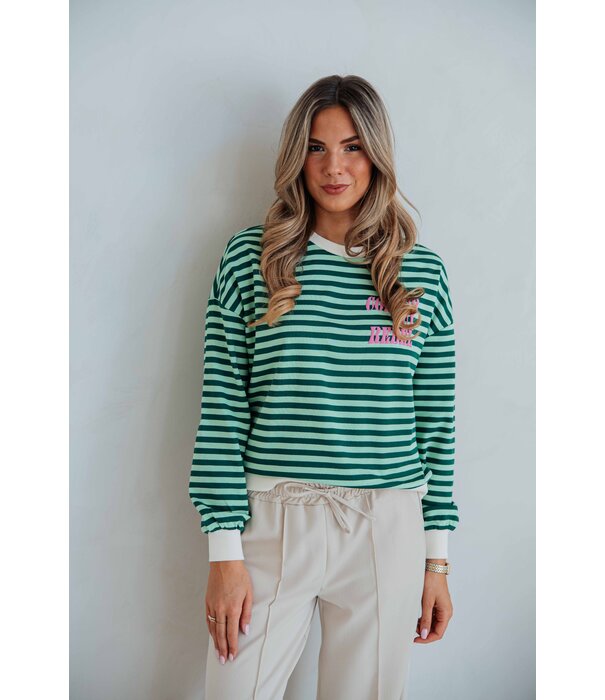 Colourful Rebel Colourful Rebel Contrast cuﬀ sweat | green