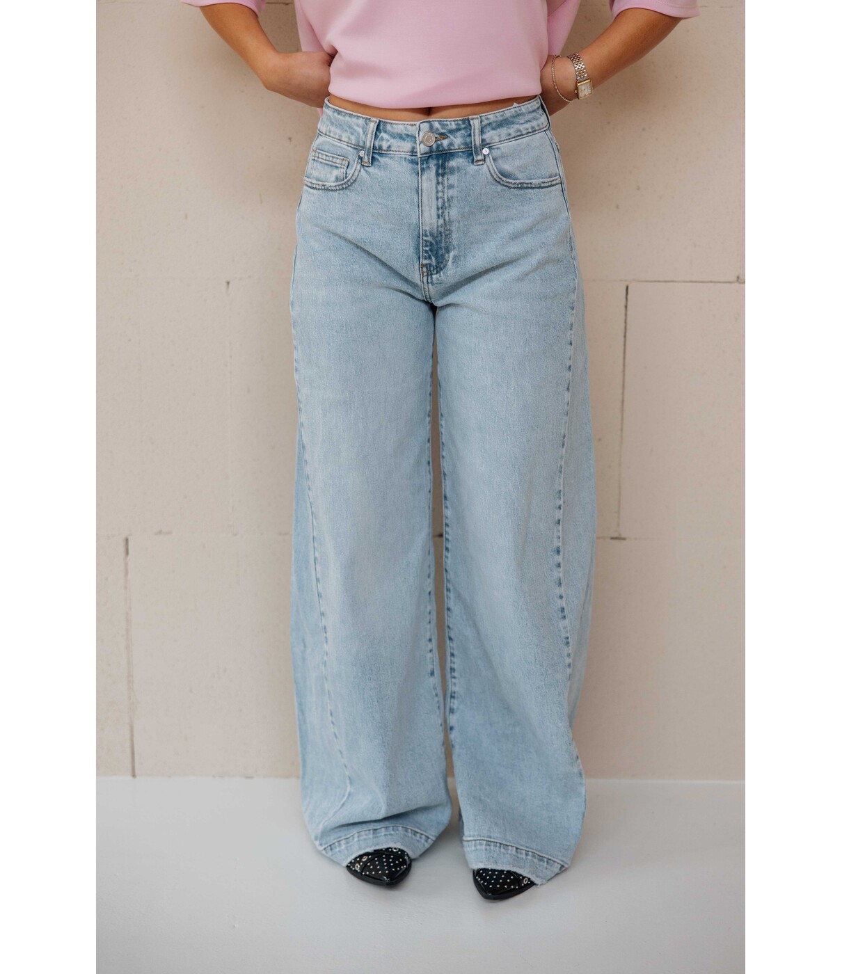 Jeans wide leg blauw | Belle