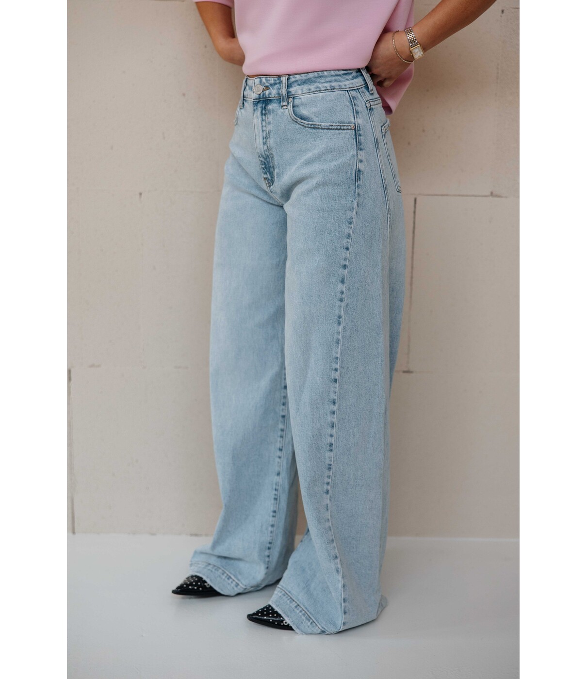 Jeans wide leg blauw | Belle