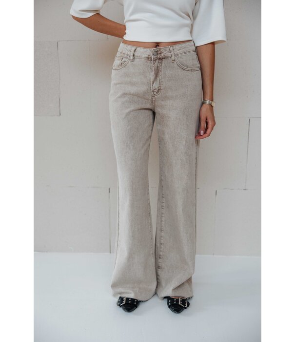 La Rebelle Jeans wide leg extra long | taupe