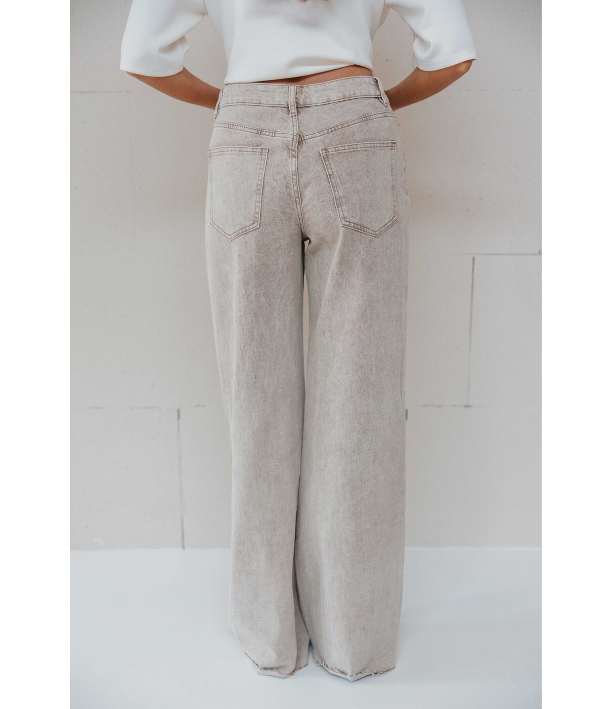 Jeans wide leg extra long | taupe