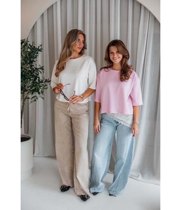 La Rebelle Jeans wide leg extra long | taupe