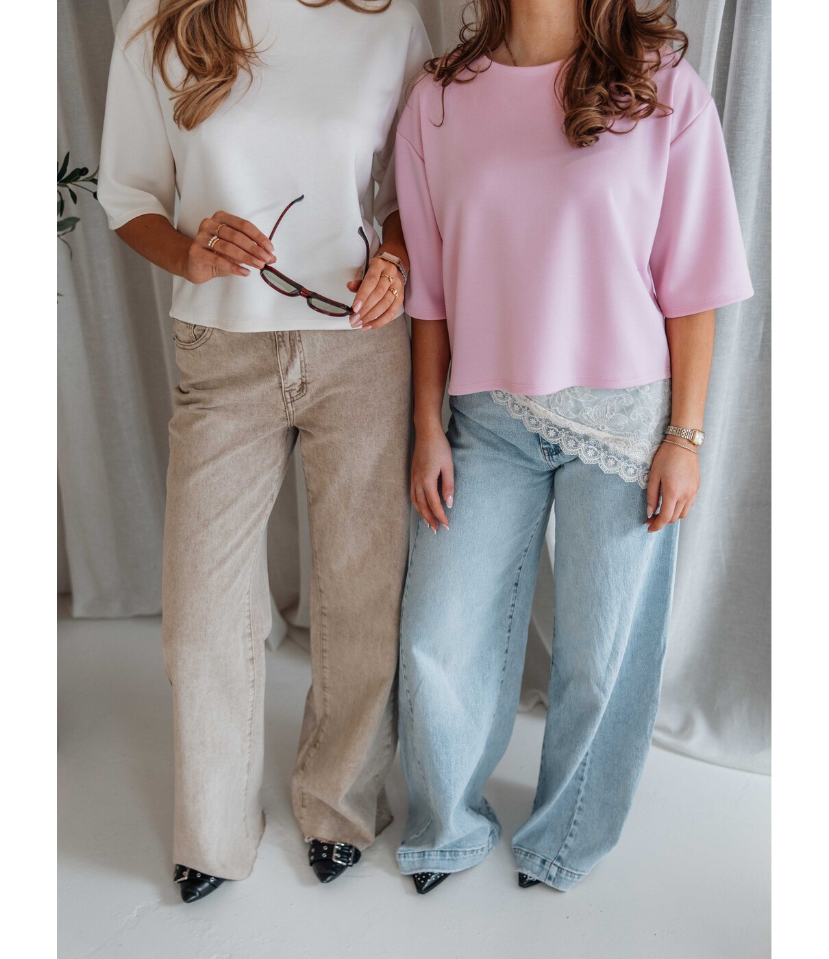 Jeans wide leg extra long | taupe