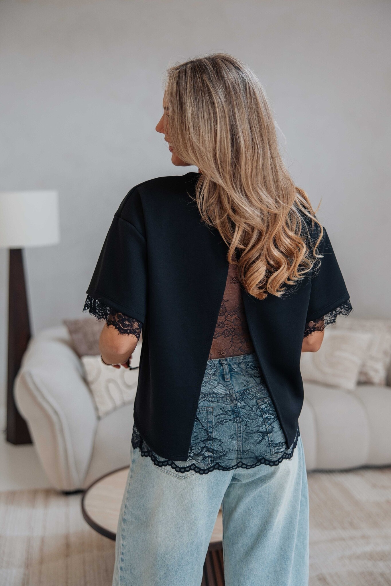 Oversized shirt met kant