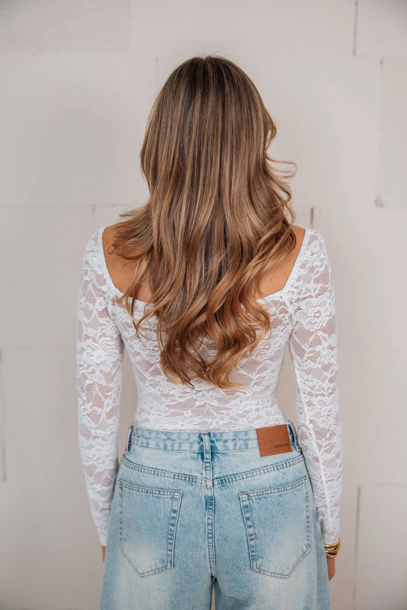 Witte kanten top achter