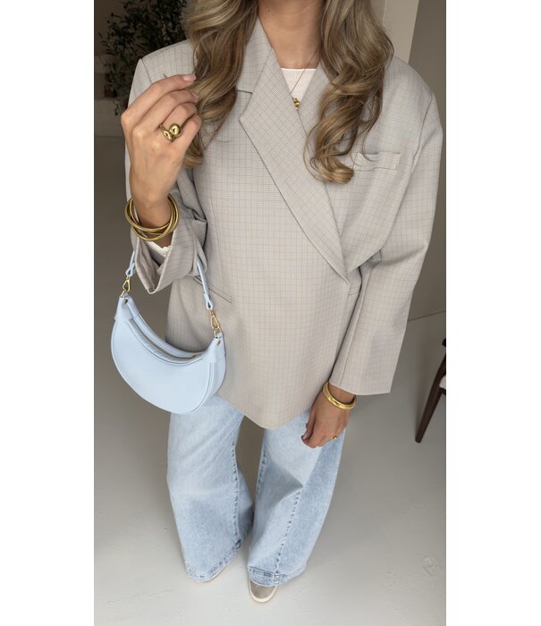 La Rebelle Blazer geruit lichtblauw/taupe | Jasmijn