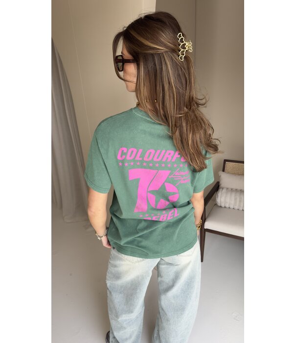 Colourful Rebel Colourful Rebel CR 76 acid wash tee | groen