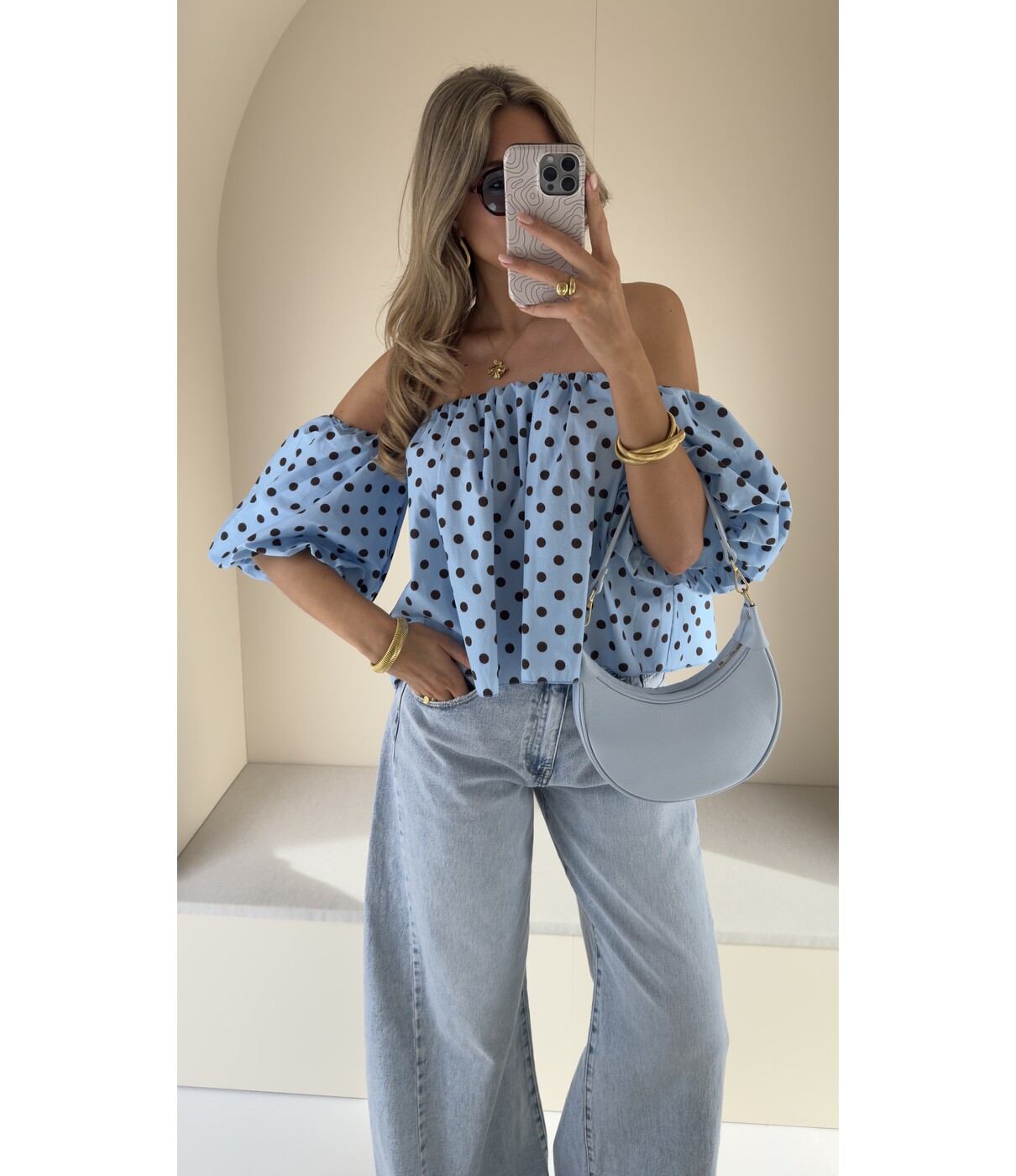 Top blauw polkadot | Emmy