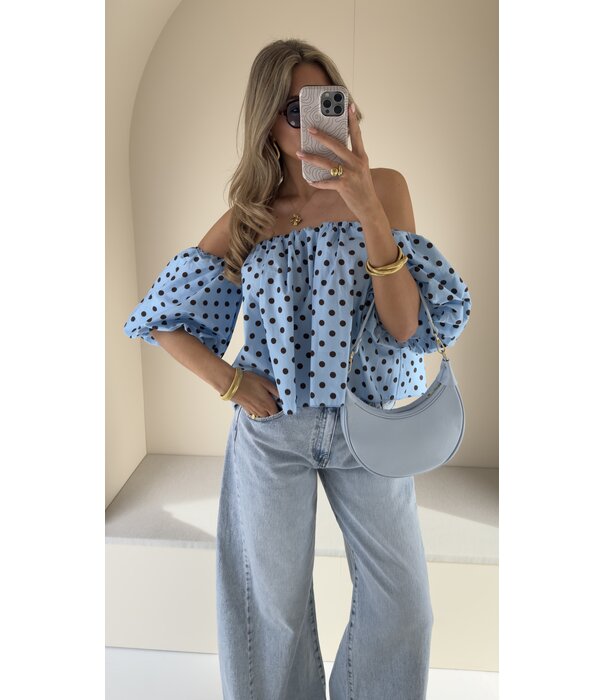 La Rebelle Top blauw polkadot | Emmy