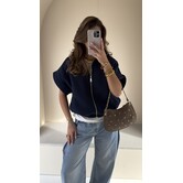 Zip top navy blauw | Daphne