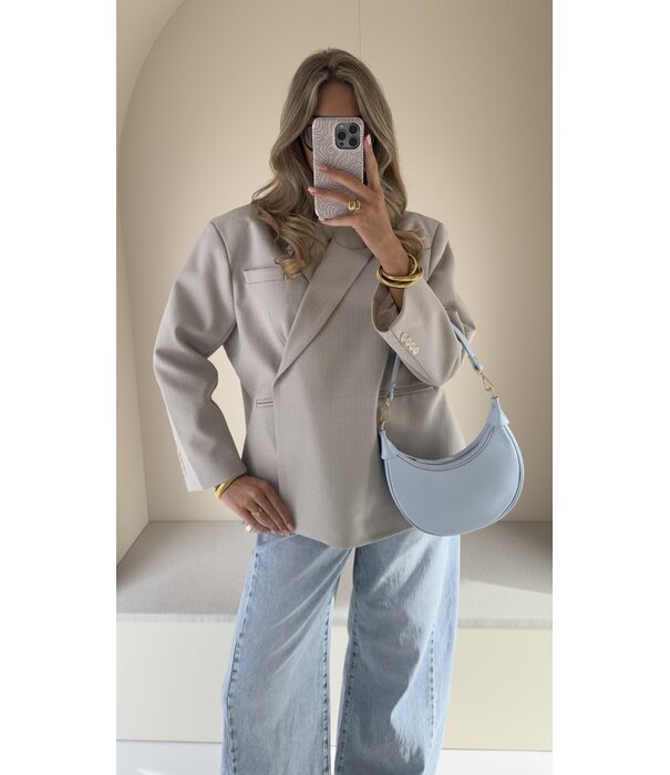 La Rebelle Blazer geruit lichtblauw/taupe | Jasmijn