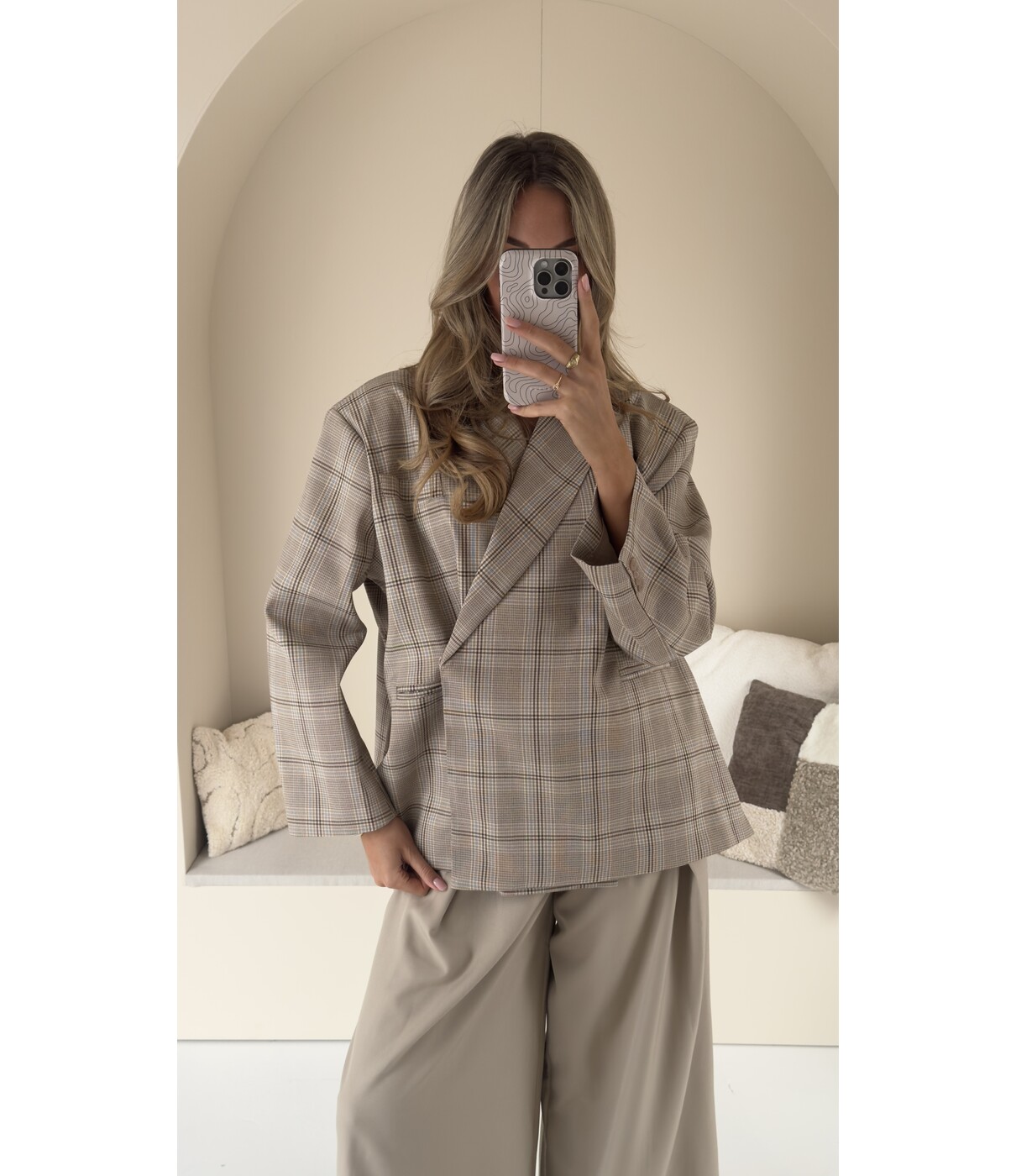 Blazer geruit beige | Jasmijn