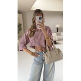 Top gestreept roze/bordeaux | June