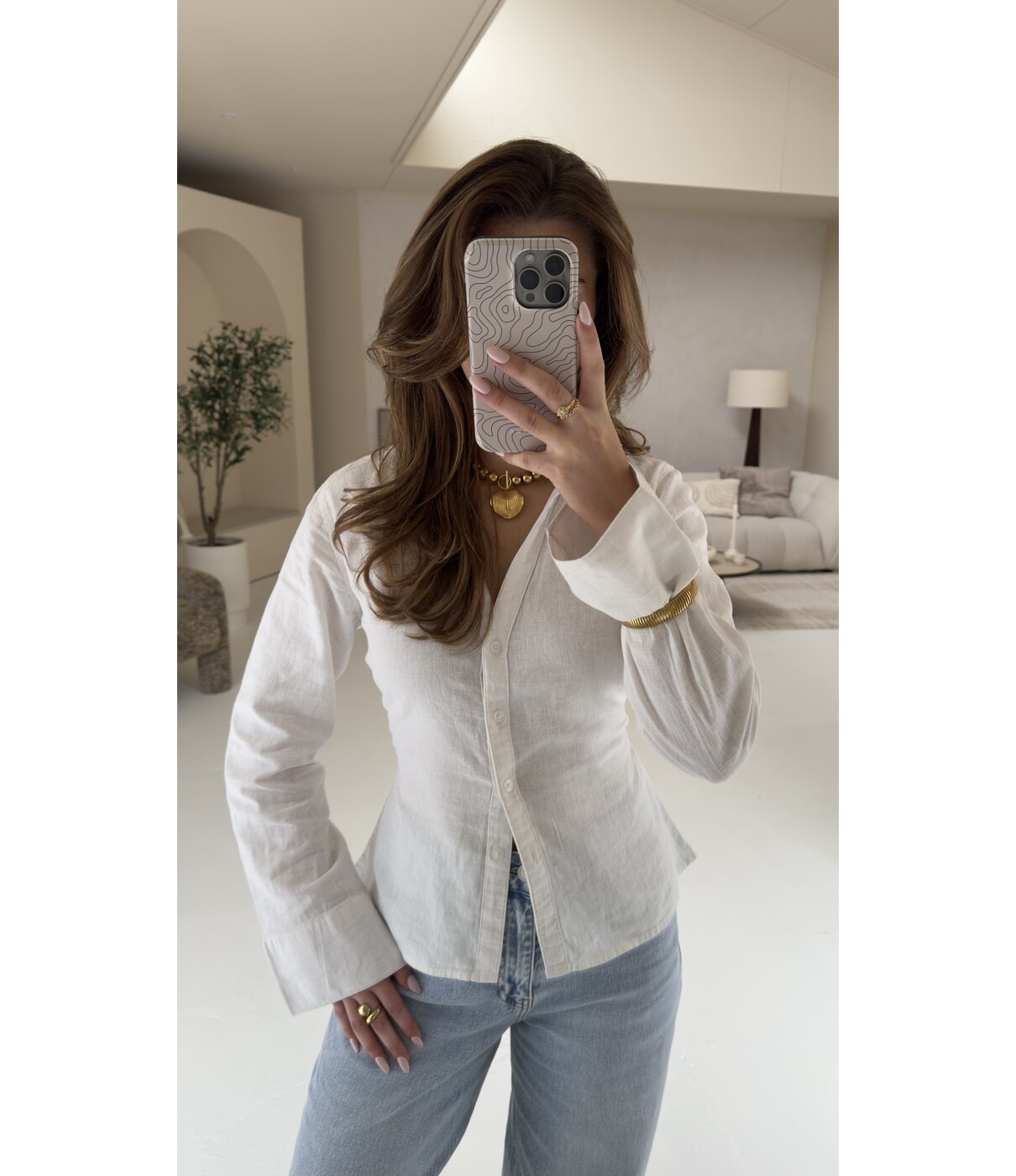 Gina Tricot Gina Tricot Linen blend shirt | white