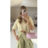 Top gestreept matcha groen/licht roze | Bambi