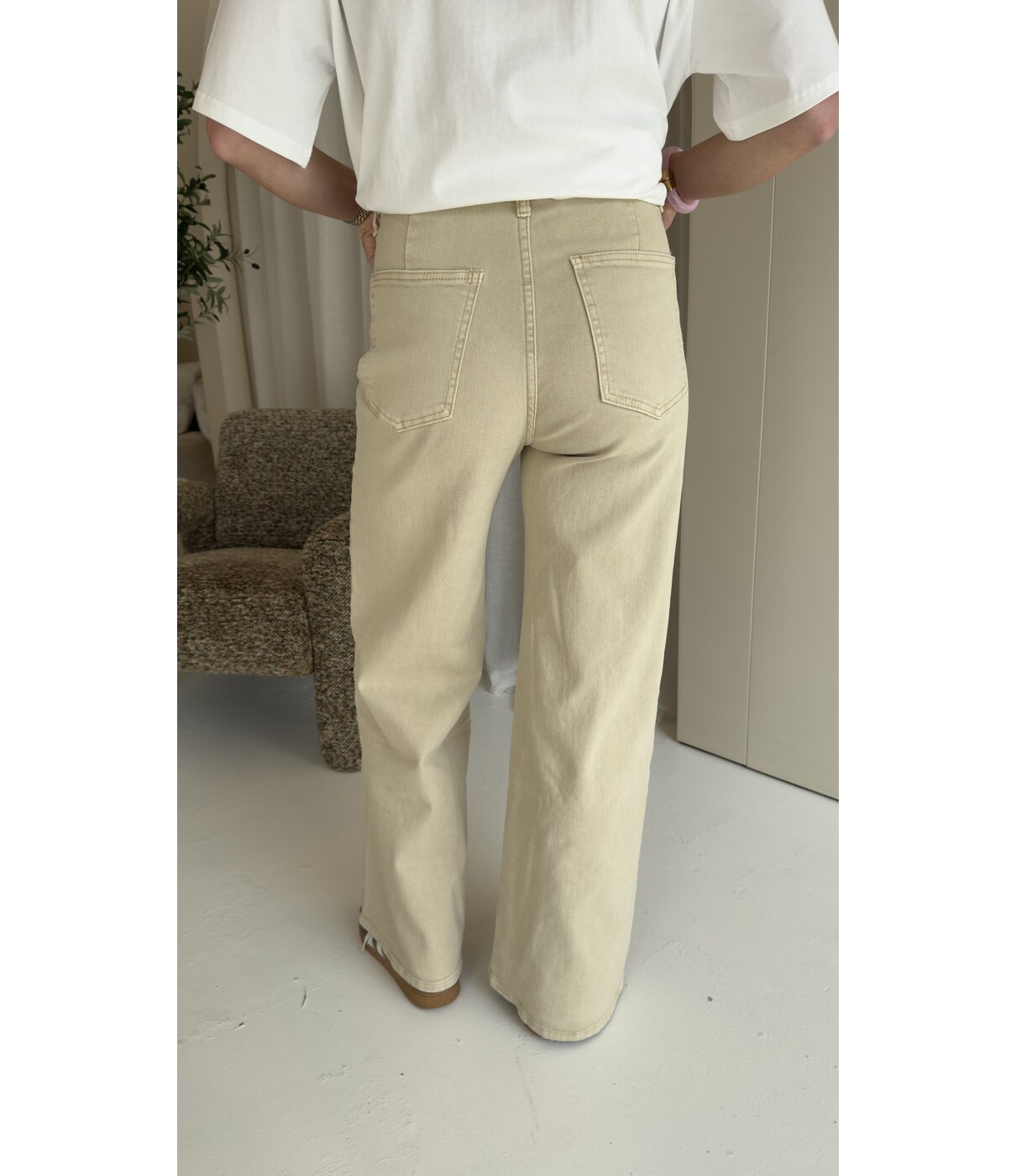 Jeans wide leg beige | Renske