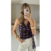 Top polkadot bruin/blauw | Fee