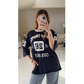 T-shirt baseball navy blauw | Mila
