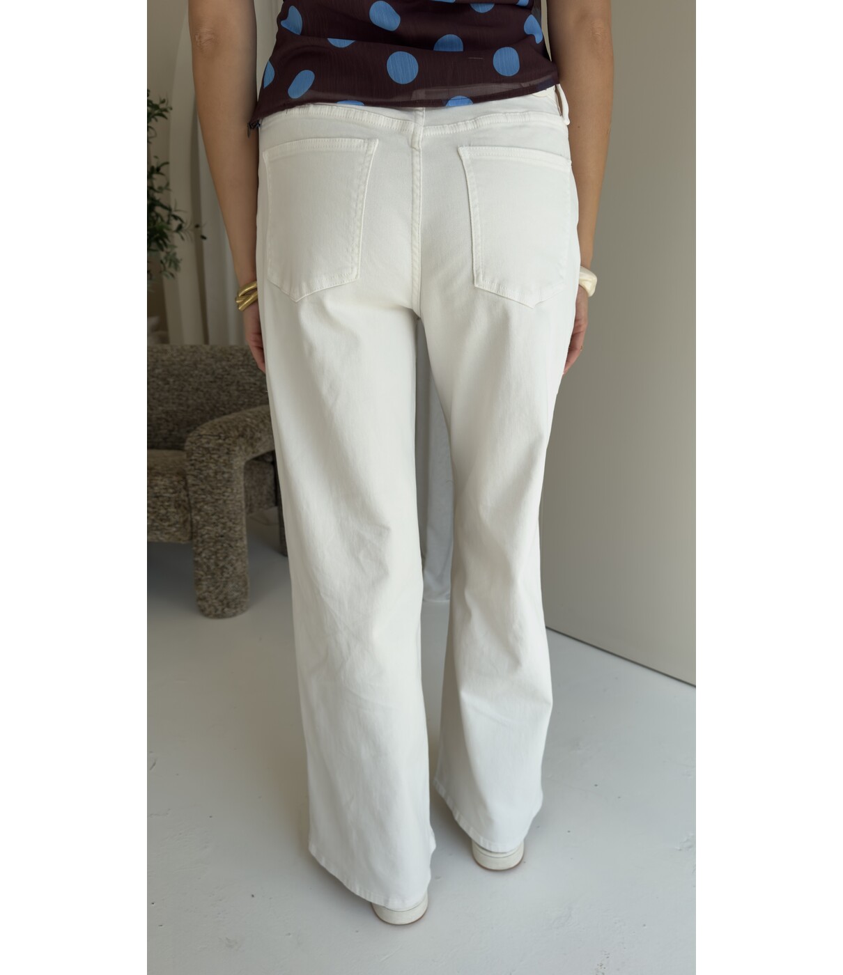 Jeans mid waist wide leg beige | Laurie