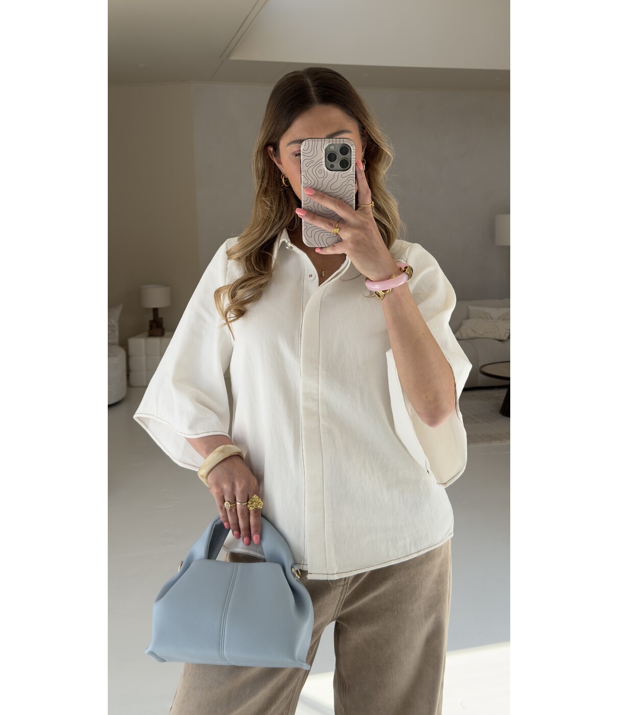 Blouse denim wit | Noortje